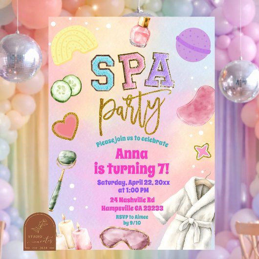 Invitation d'anniversaire pour fête de spa univers