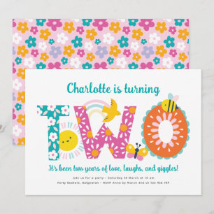 Invitation d'anniversaire pour fille 2 ans, Joyeux