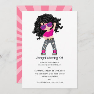 Invitation d'anniversaire pour fille à thème Hip h