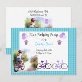 Invitation d'anniversaire pour fille à vélo (Devant / Derrière)