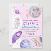 Invitation d'anniversaire pour fille astronaute - (Devant)