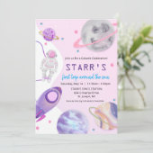 Invitation d'anniversaire pour fille astronaute - (Debout devant)