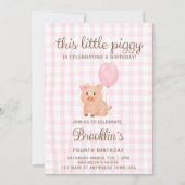 Invitation d'anniversaire pour fille au cochon en (Devant)