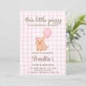 Invitation d'anniversaire pour fille au cochon en (Debout devant)