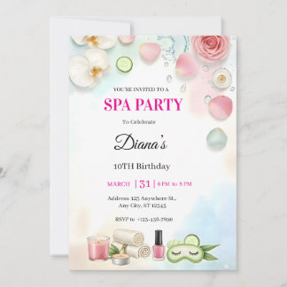 Invitation d'anniversaire pour fille au Spa | Fête