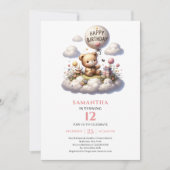 Invitation d'anniversaire pour fille avec ballon e (Devant)