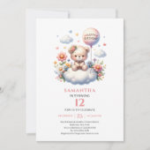 Invitation d'anniversaire pour fille avec ballon e (Devant)