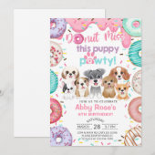 Invitation d'anniversaire pour fille avec chiots, (Devant / Derrière)