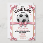 Invitation d'anniversaire pour fille avec ruban ro (Devant)
