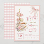 Invitation d'anniversaire pour fille avec thé pour (Devant / Derrière)