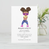 Invitation d'anniversaire pour fille avec tresses (Debout devant)