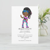 Invitation d'anniversaire pour fille avec tresses (Debout devant)