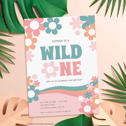 Invitation d'anniversaire pour fille de 1 an Daisy