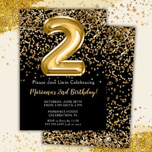 Invitation d'anniversaire pour fille de 2 ans Blac