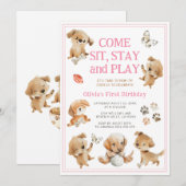 Invitation d'anniversaire pour fille de fête de ch (Devant / Derrière)