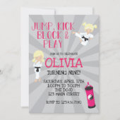 Invitation d'anniversaire pour fille de karaté ros (Devant)