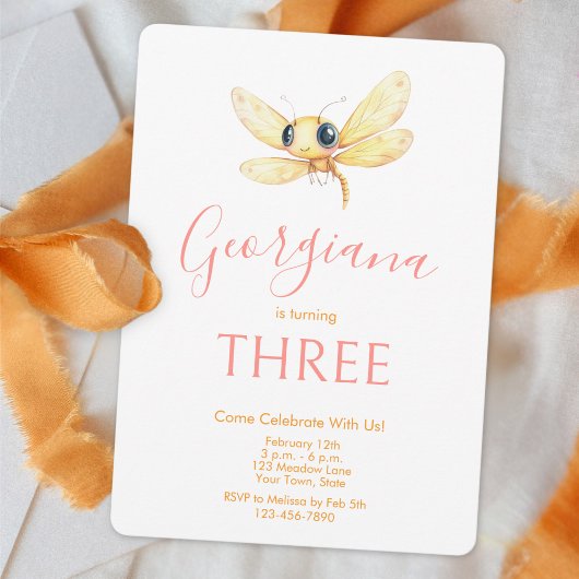 Invitation d'anniversaire pour fille Dragonfly Mig