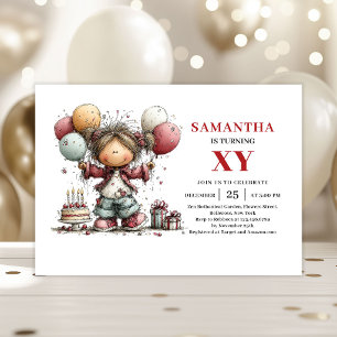Invitation d'anniversaire pour fille esthétique Fê