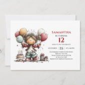 Invitation d'anniversaire pour fille esthétique Fê (Devant)