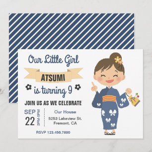 Invitation d'anniversaire pour fille japonaise en