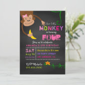 Invitation d'anniversaire pour fille petit singe t (Debout devant)