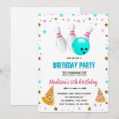 Invitation d'anniversaire pour fille pizza et bowl (Devant / Derrière)