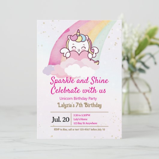 Invitation d'anniversaire pour filles (Debout devant)