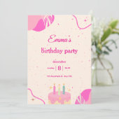 Invitation d'anniversaire pour filles. (Debout devant)