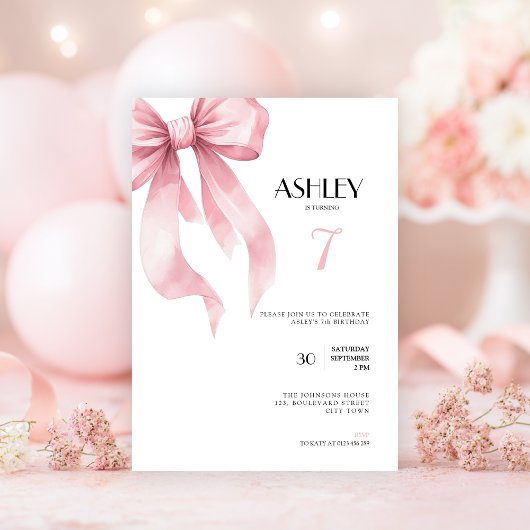Invitation d'anniversaire pour filles, 7 ans, Arc-