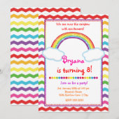Invitation d'anniversaire pour filles à chevron ar (Devant / Derrière)
