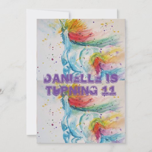 Invitation d'anniversaire pour filles à l'aquarell (Devant)