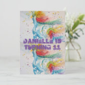 Invitation d'anniversaire pour filles à l'aquarell (Debout devant)
