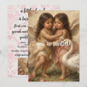 Invitation d'anniversaire pour filles ange doux ch (Devant / Derrière)