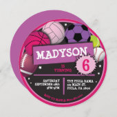 Invitation d'anniversaire pour filles avec BALLONS (Devant / Derrière)