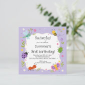 Invitation d'anniversaire pour filles avec des bug (Debout devant)