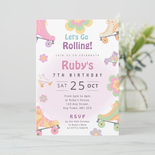 Invitation d'anniversaire pour filles avec des pat (Debout devant)