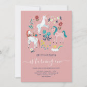 Invitation d'anniversaire pour filles avec licorne (Devant)