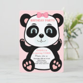 Invitation d'anniversaire pour filles avec un ours (Debout devant)