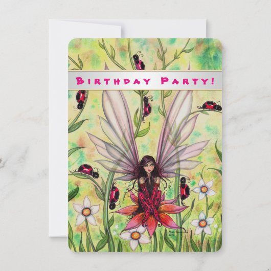 Invitation d'anniversaire pour filles avec une fée (Dos)