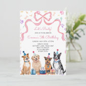 Invitation d'anniversaire pour filles chien chiots (Debout devant)