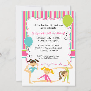 Invitation d'anniversaire pour filles de gymnastiq