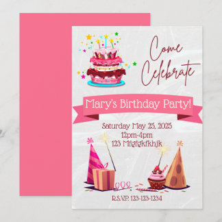 Invitation d'anniversaire pour filles personnalisé