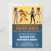 Invitation d'anniversaire pour filles super-héroïn (Devant)