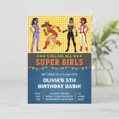 Invitation d'anniversaire pour filles super-héroïn (Debout devant)