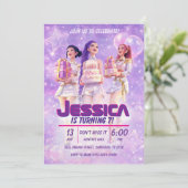 Invitation d'anniversaire pour filles violettes (Debout devant)