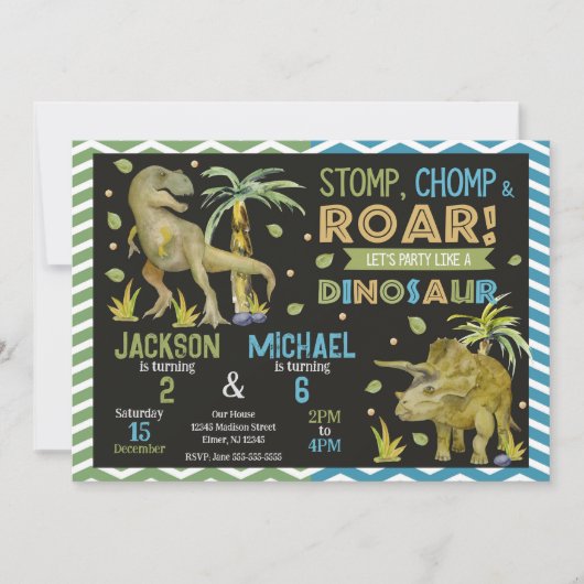 Invitation d'anniversaire pour frères et sœurs din (Devant)