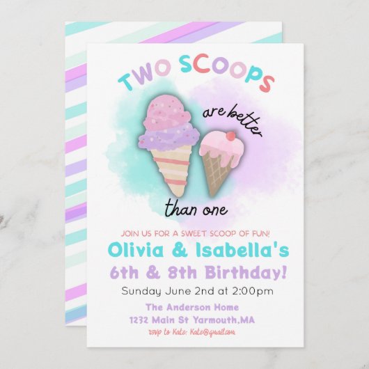 Invitation d'anniversaire pour frères et sœurs, Do (Devant / Derrière)