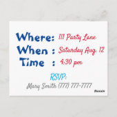 Invitation d'anniversaire pour garçon (Dos)