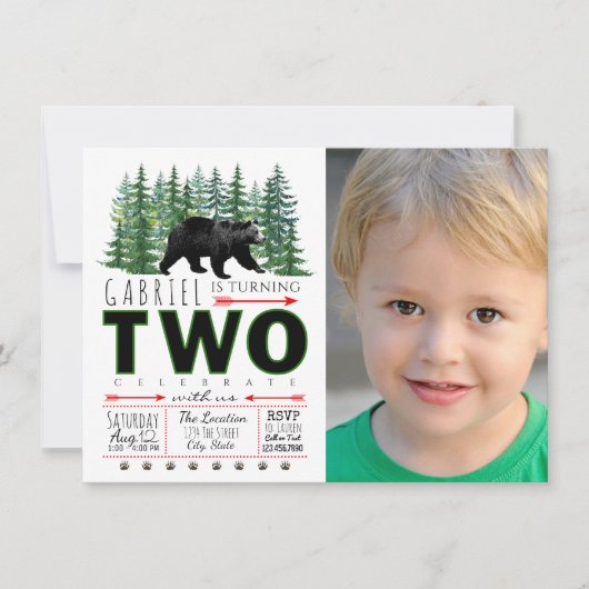 Invitation d'anniversaire pour garçon 2 ans avec o (Devant)
