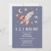 Invitation d'anniversaire pour garçon astronaute d (Devant)